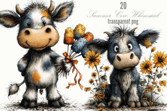 Summer Cow Whimsical Clipart Graphic by king store · Creative Fabrica