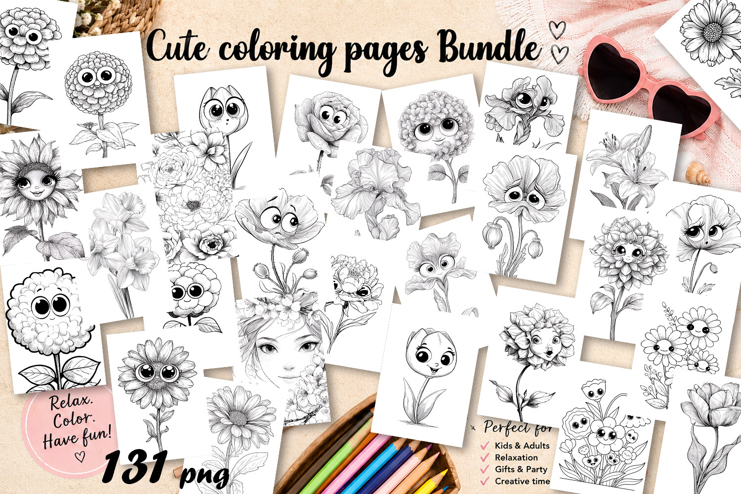 Summer Flowers Coloring Pagess Bundle Graphic by ElenaZlataArt ...
