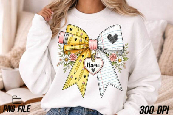 Teacher Pencil Paper Bow PNG, Teach