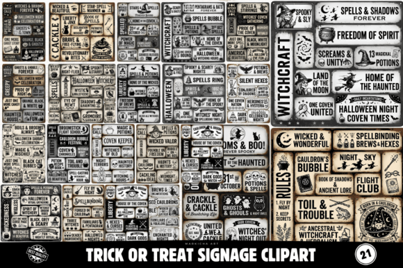Trick or Treat Signage Clipart Graphic AI Illustrations By Markicha Art