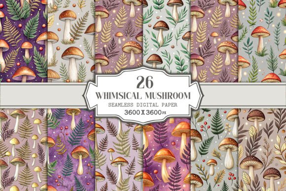 Whimsical Mushroom Seamless Pattern
