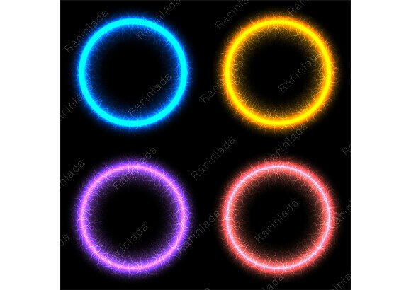 Four Vibrant Neon Energy Rings Plasma