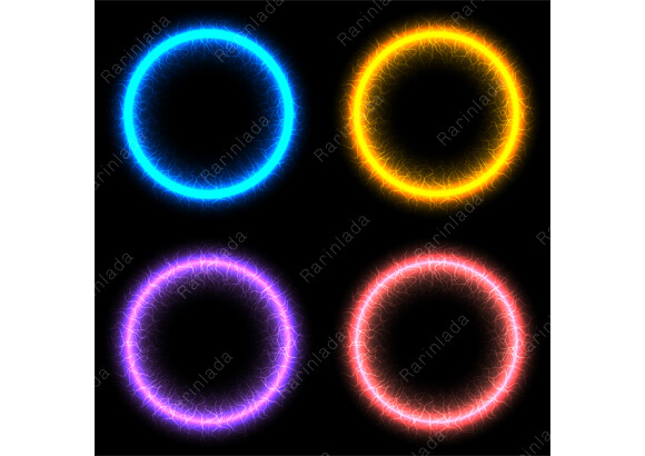 Four Vibrant Neon Energy Rings Plasma