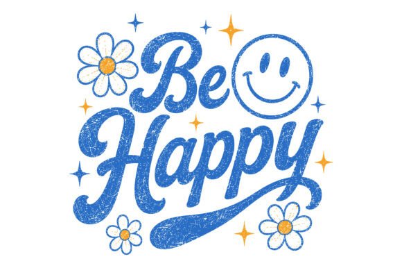 Be Happy Retro Smiley Flower Design Grafica Design di T-shirt Di Design Station