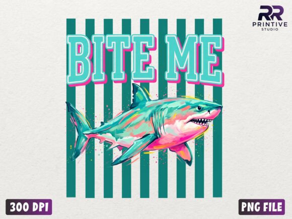 Bite Me Funny Shark PNG Gráfico Ilustraciones IA Por RR Printive Studio