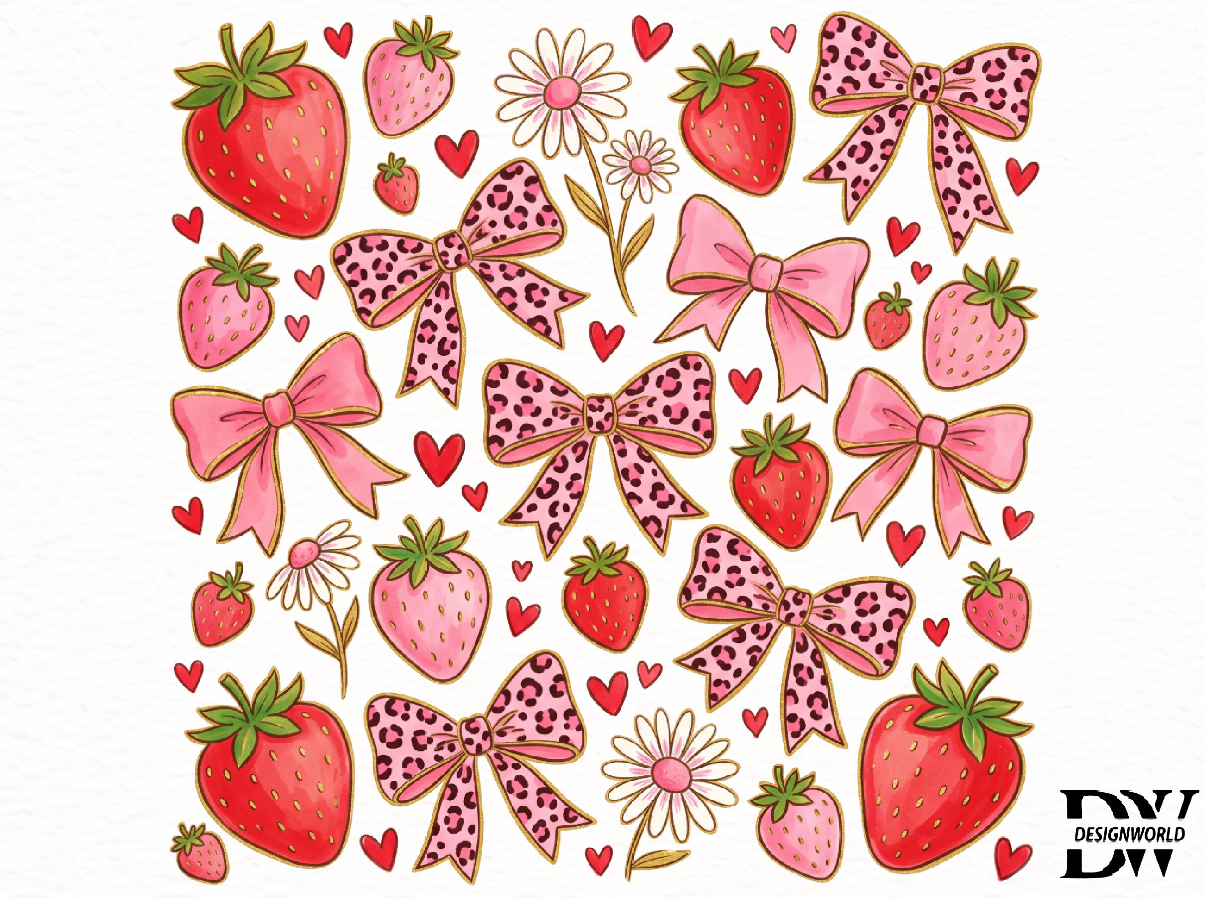 Boho Strawberry Coquette PNG Graphic by Designworld · Creative Fabrica