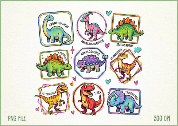 Cute Dinosaur Chart Preppy Dino Kids Graphic AI Illustrations By SoftInk Studio