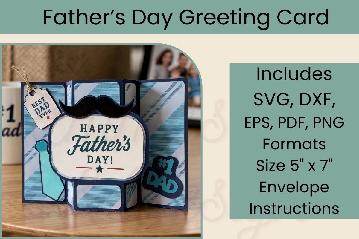 Father’s Day Pop Out Card SVG with tie, mustache, and Best Dad Ever elements
