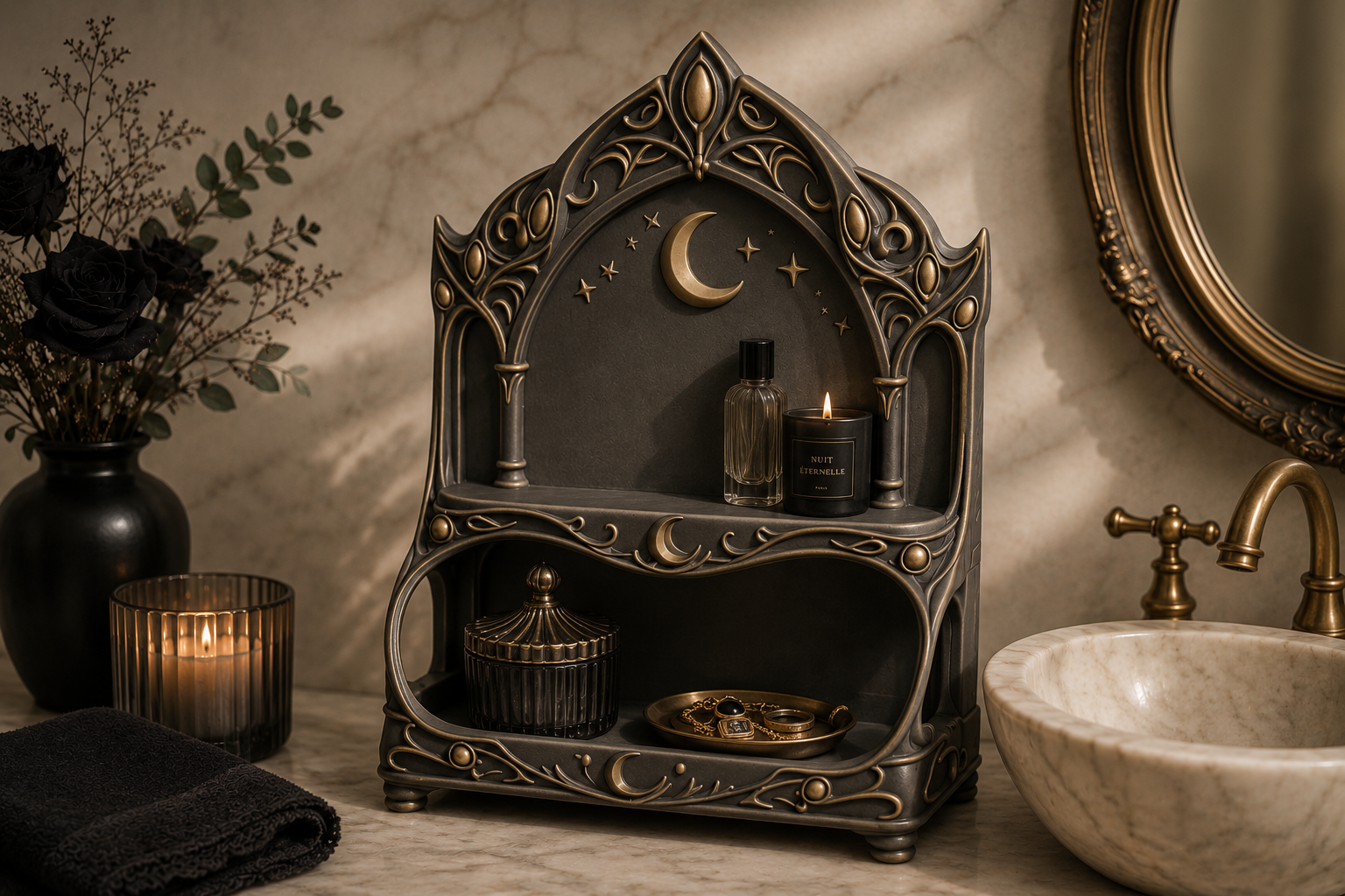 Gothic Moon Shelf STL | Dark Fantasy 3D Print Decor - Image 4