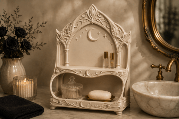 Gothic Moon Shelf STL | Dark Fantasy 3D Print Decor - Image 2