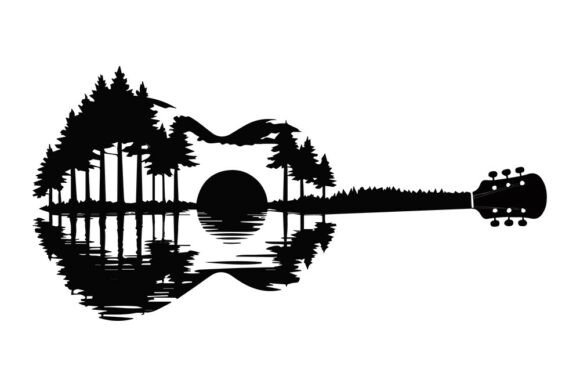 Guitar Sunset SVG- Acoustic Music