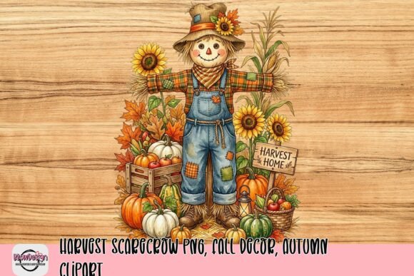 Harvest Scarecrow PNG, Fall Decor, Autumn Clipart