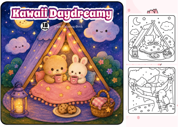 Kawaii Daydreamy Cute Coloring Book