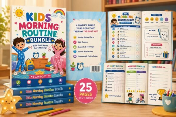 Kids Morning Routine Bundle Graphic KDP Interiors By designmela01