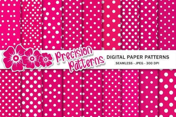 Pink Polka Dots Patterns Bundle Graphic by Precision Patterns ...