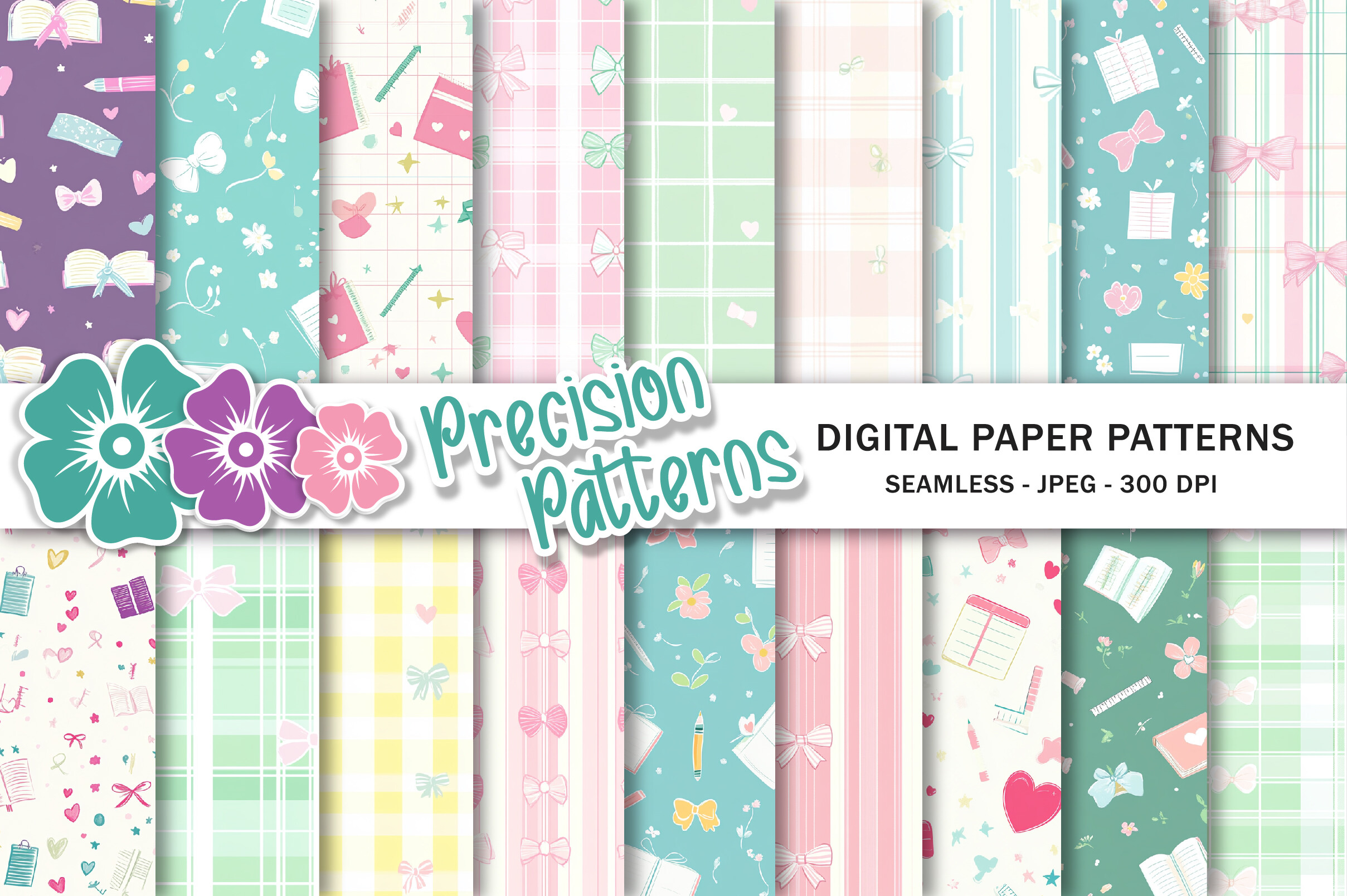 Preppy School Seamless Patterns