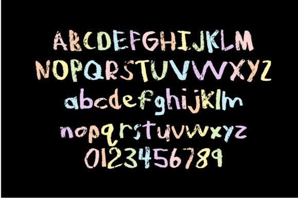 Rainbow Chalk Font PNG with transparent background - Preview 1