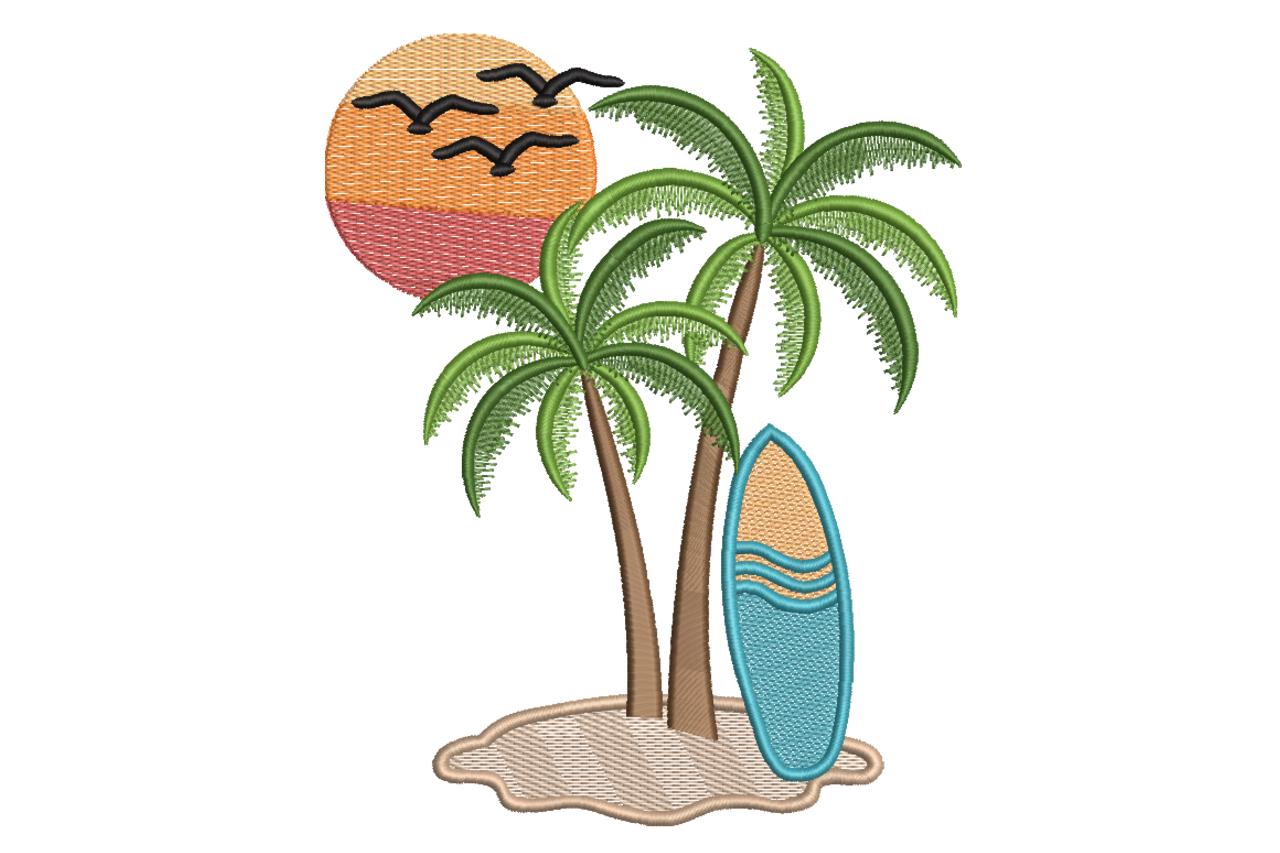 Tropical Surf Sunset – Palm Beach · Creative Fabrica