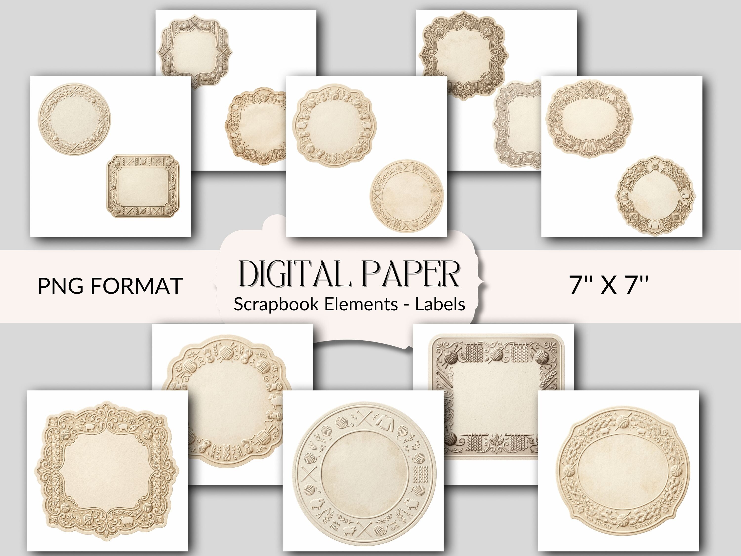 Vintage Knitting & Yarn Blank Labels