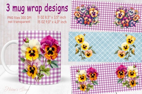 Vintage Summer Flowers Design Mug Wraps Grafik KI Grafiken Von Helene's store