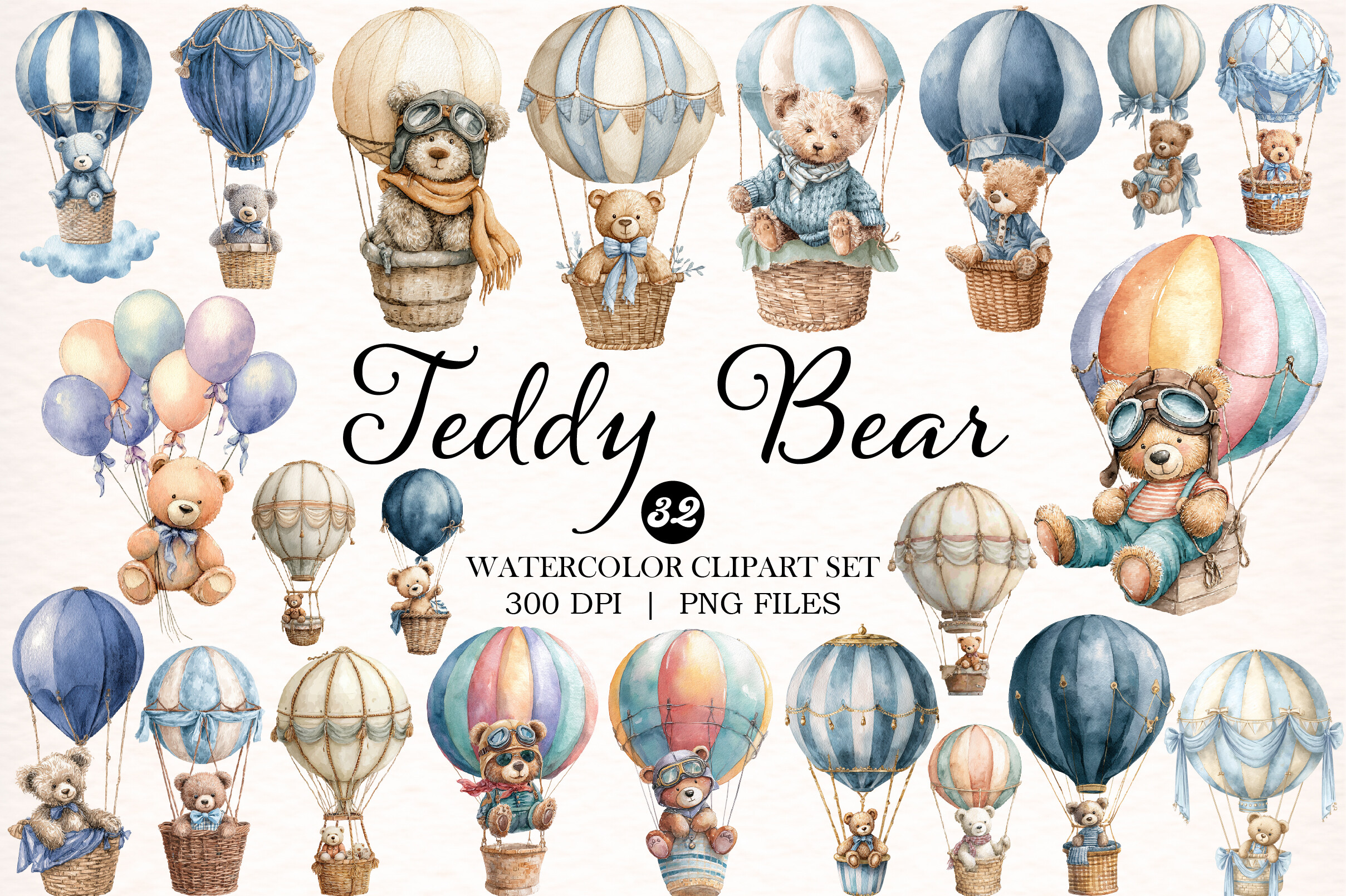 Watercolor Teddy Bear Clipart Graphic by Digital Artistic99 · Creative ...