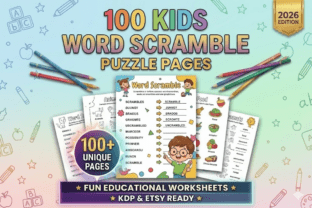 100 Word Scramble Puzzle Pages for Kids Graphic by nasirmahmood7234 ...