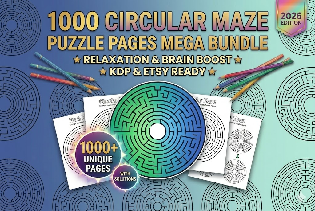 1000 Hard Circular Maze Puzzles KDP Graphic by nasirmahmood7234 ...