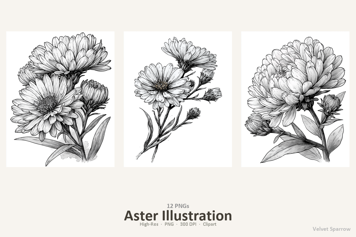 Aster Illustration Graphic by Velvet.Sparrow · Creative Fabrica