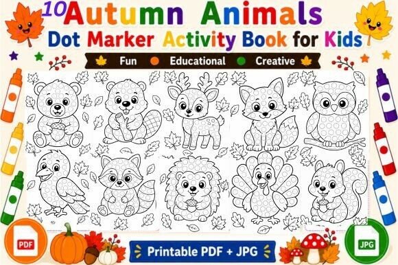 Autumn Dot Marker Coloring Page