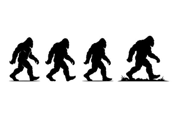 Bigfoot Walking Silhouettes in Different Grafika Ilustracje do Druku Przez msviewbd