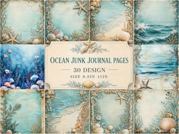 Coastal Beach Journal Page Backgrounds