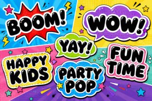 Comic Pop font alphabet and glyph waterfall specimen showing uppercase and lowercase letters and numbers at decreasing sizes.
