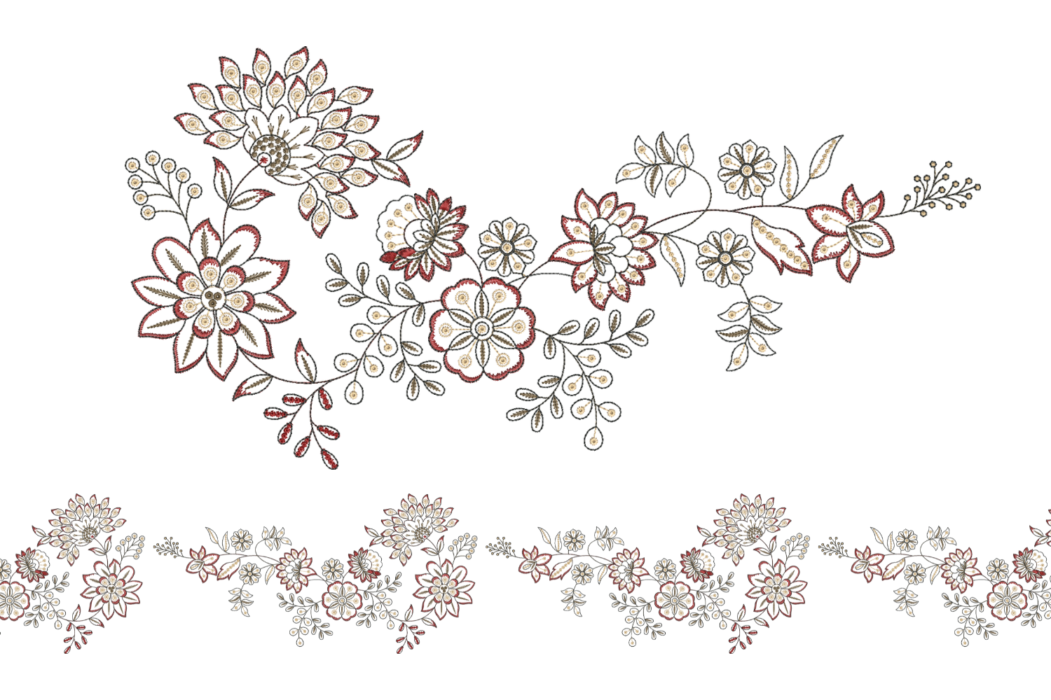 Elegant Floral Border Embroidery Design
