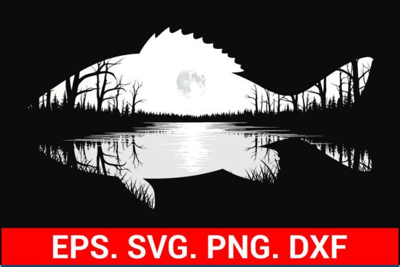 Fishing Lake SVG Nature Fish Design.