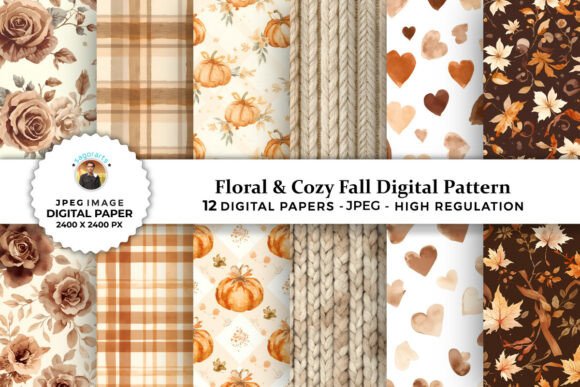 Floral & Cozy Fall Digital Patterns Graphic Patterns By sagorarts