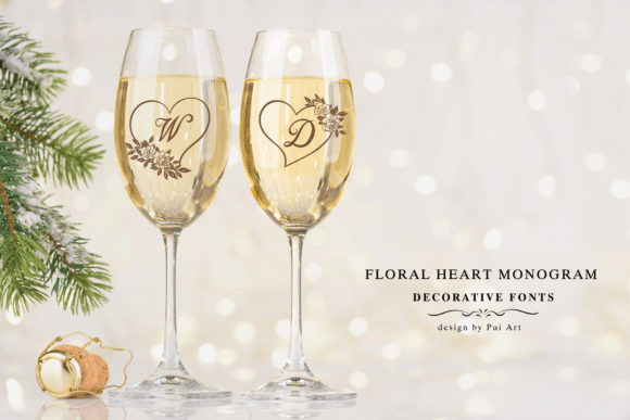 Floral Heart Monogram Font - Preview 1