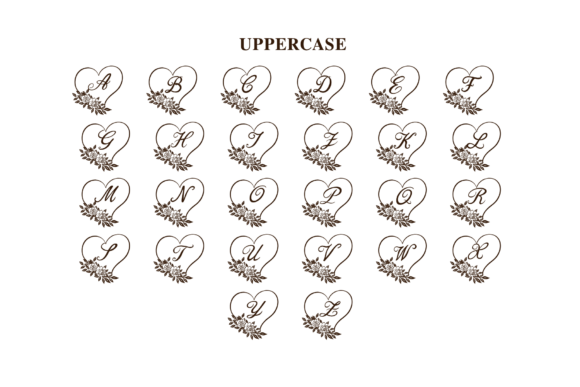 Floral Heart Monogram Font - Preview 6