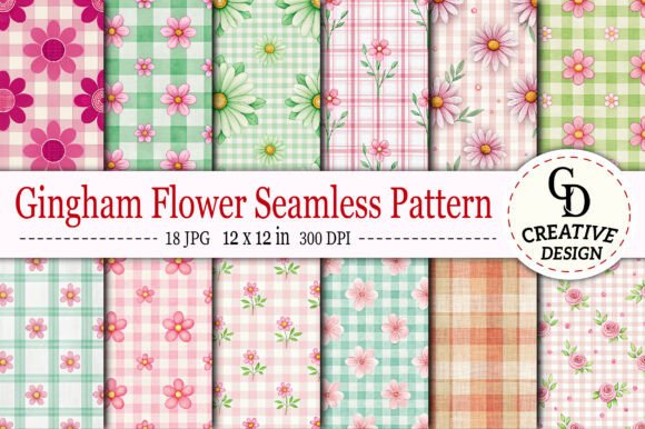Gingham Flower Seamless Pattern Graphic by Creative Design · Creative ...