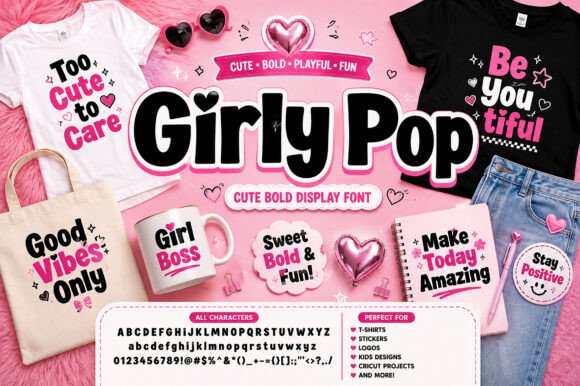 Girly Pop Font PNG with transparent background - Preview 2