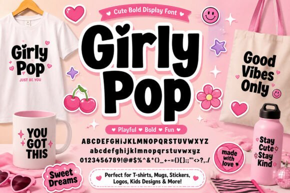 Girly Pop Font PNG with transparent background - Preview 3