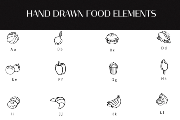 Hand Drawn Food Elements Font - Preview 1
