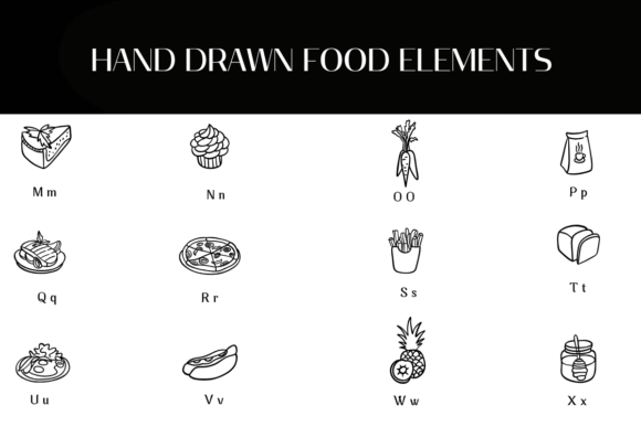 Hand Drawn Food Elements Font - Preview 2