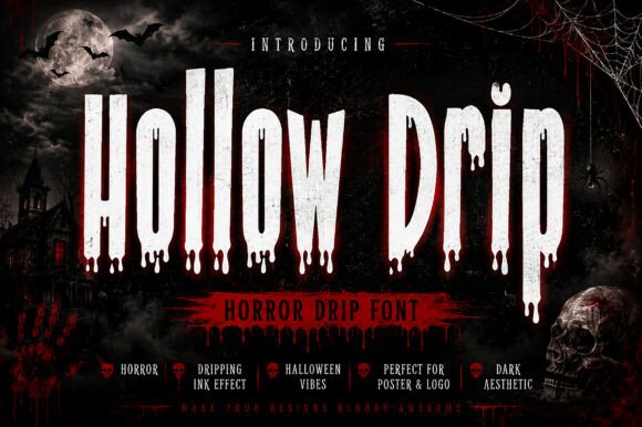 Hollow Drip Font PNG with transparent background - Preview 1