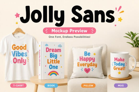 Jolly Sans Font PNG with transparent background - Preview 2