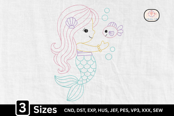Kawaii Line Art Under the Sea Mermaid