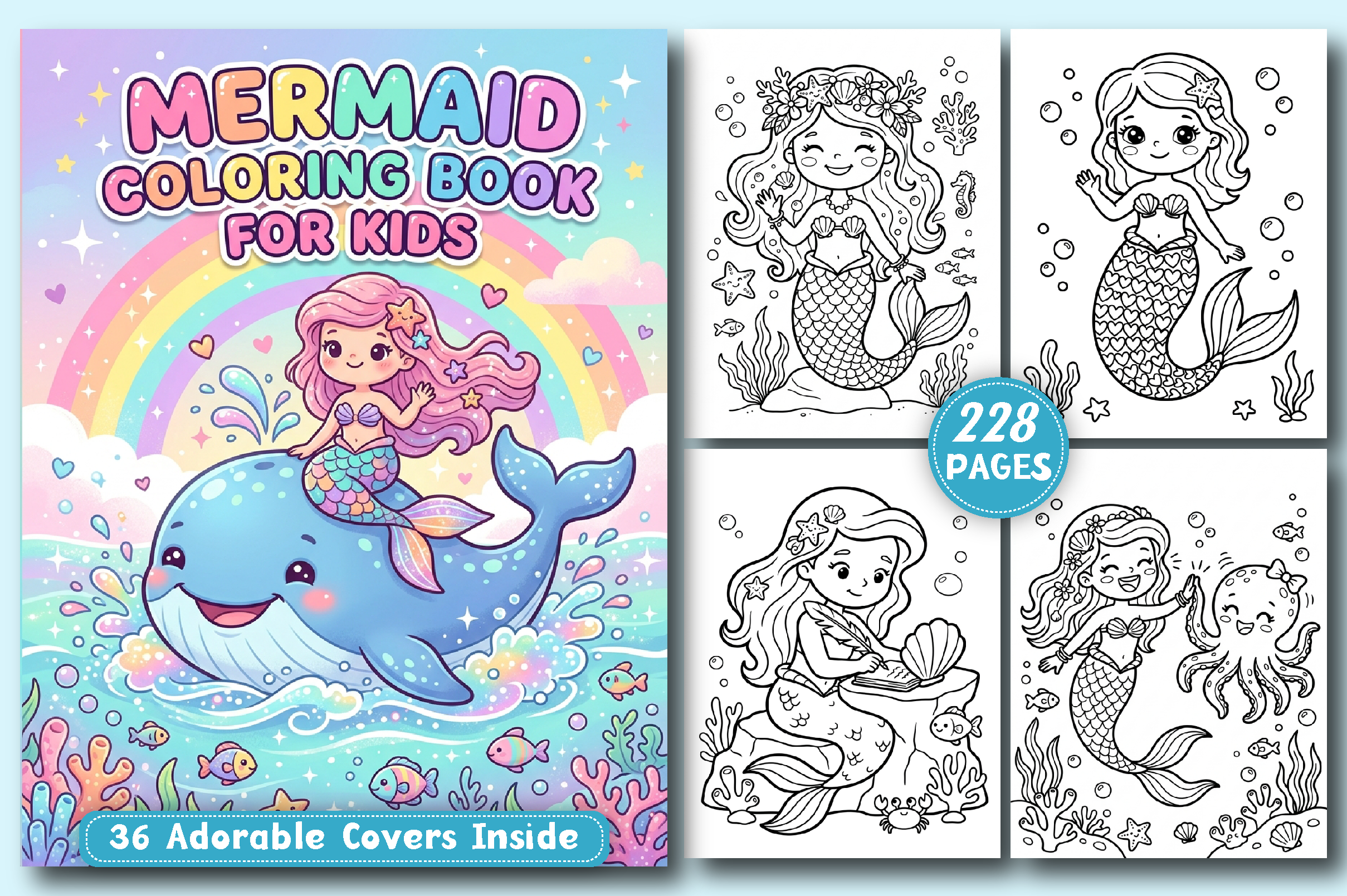 Mermaid Coloring Pages for Kids