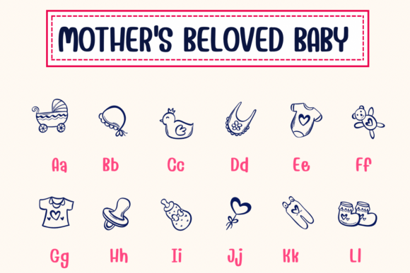 Mother's Beloved Baby Font PNG with transparent background - Preview 1