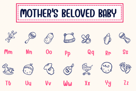 Mother's Beloved Baby Font PNG with transparent background - Preview 2