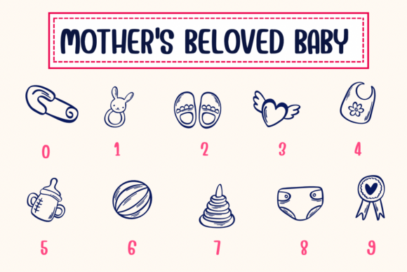 Mother's Beloved Baby Font PNG with transparent background - Preview 3