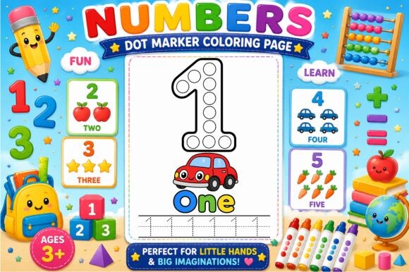 Numbers Dot Marker Coloring Page